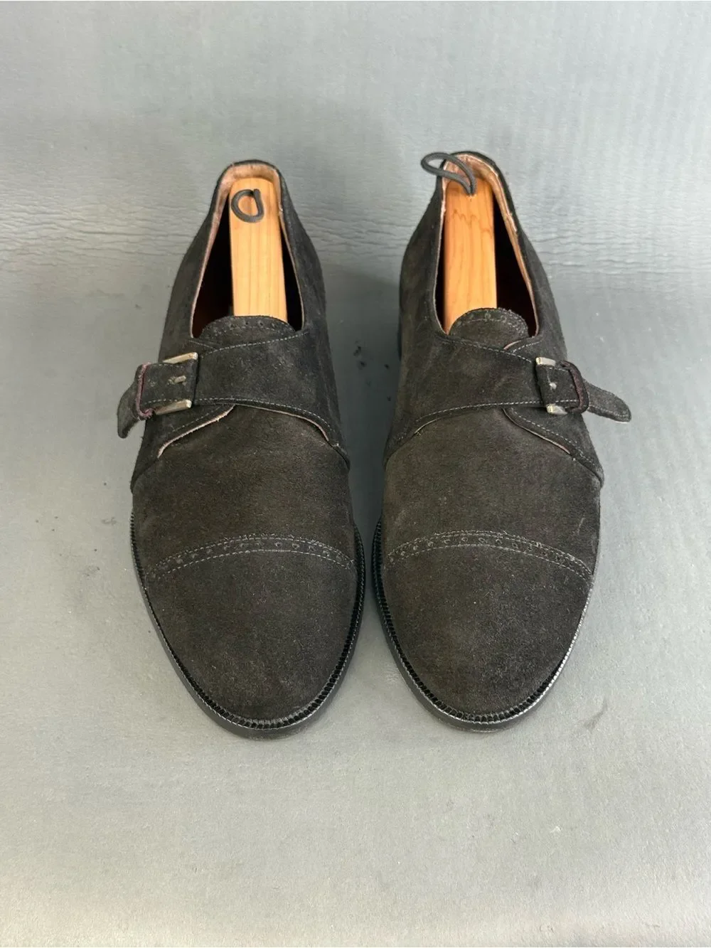 Alfani made in Italy dark chocolate suede monk strap shoes men’s size 10D